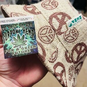 Gypsy Rose Hemp Peace Sign Bucket Hat NWT Neutral Brown